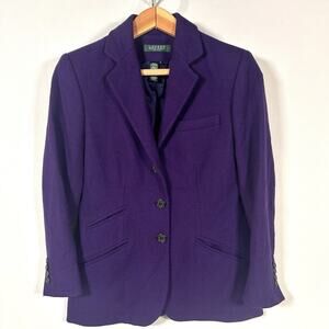 Vintage Lauren Ralph Lauren Preppy Wool Blazer Jacket Women’s Purple 2P Petite